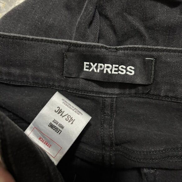 Express High-Rise Skinny Jeans – Black Wash Moto Detail, Size 14S - Picture 6 of 6
